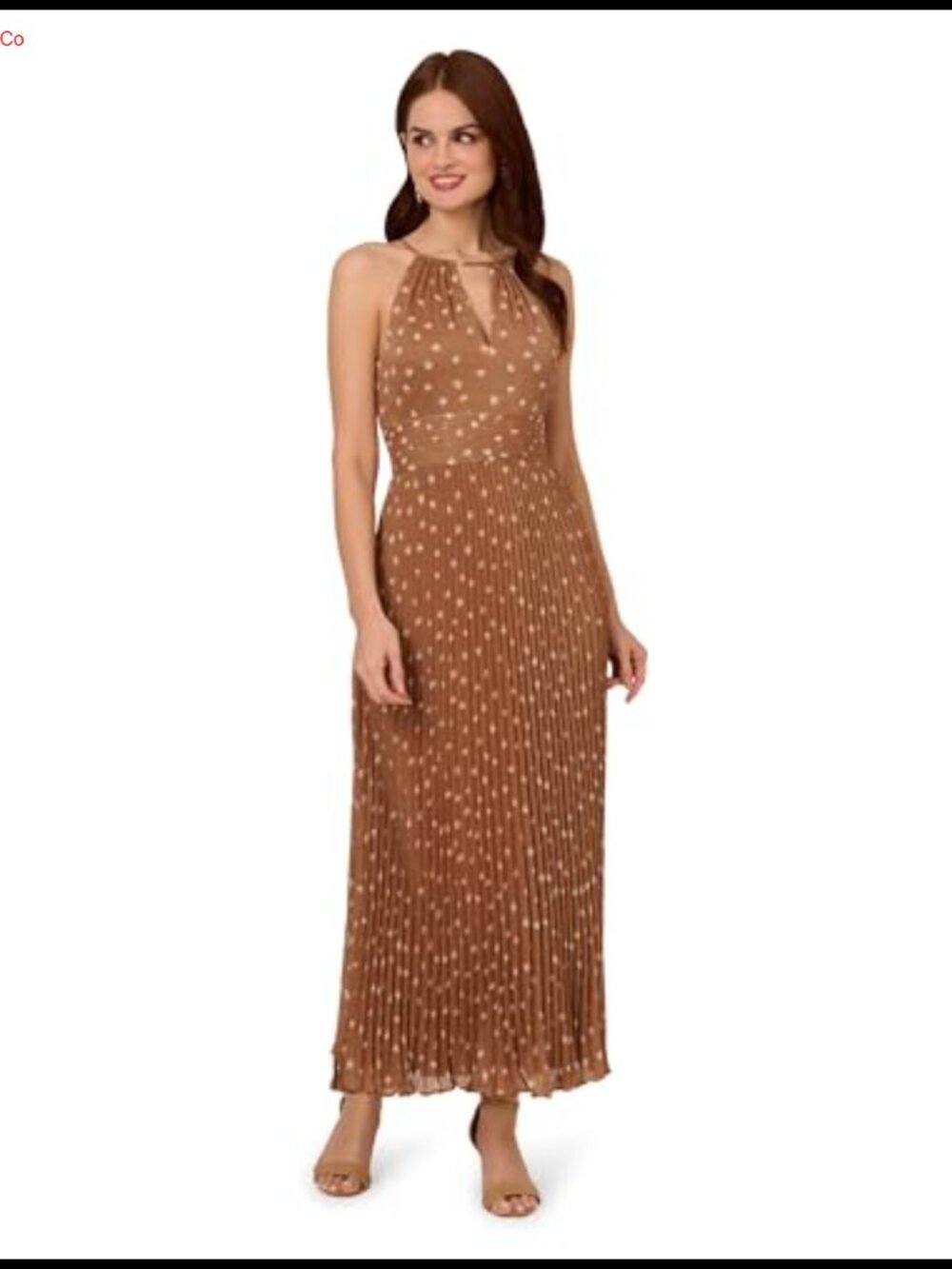 Adrianna Papell Print Pleat Ankle Dress Halter Formal Sleeveless